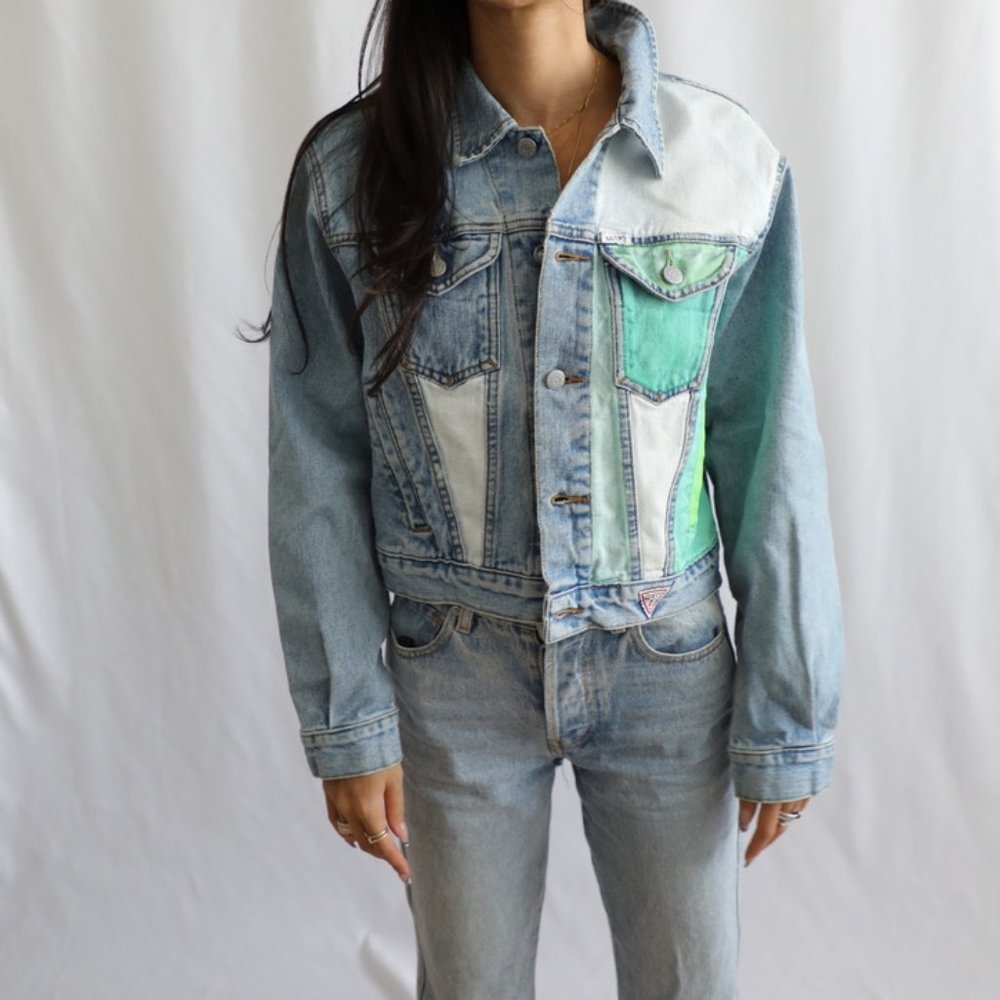 Hand-painted Denim Shrinked Guess Jacket